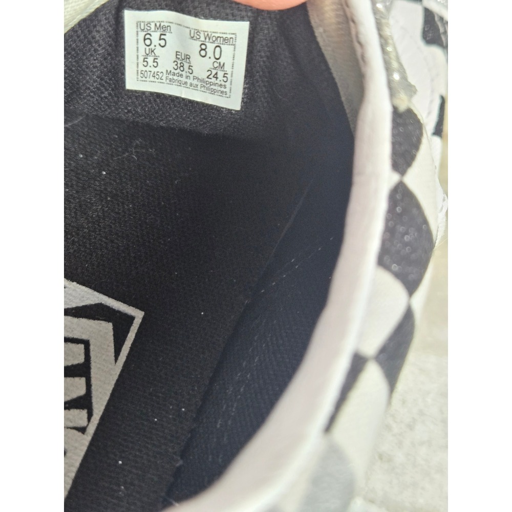 Vans Old Skool Checkerboard Silver Glitter Ribbon Lace Sneakers Womens 8 - Picture 6 of 8